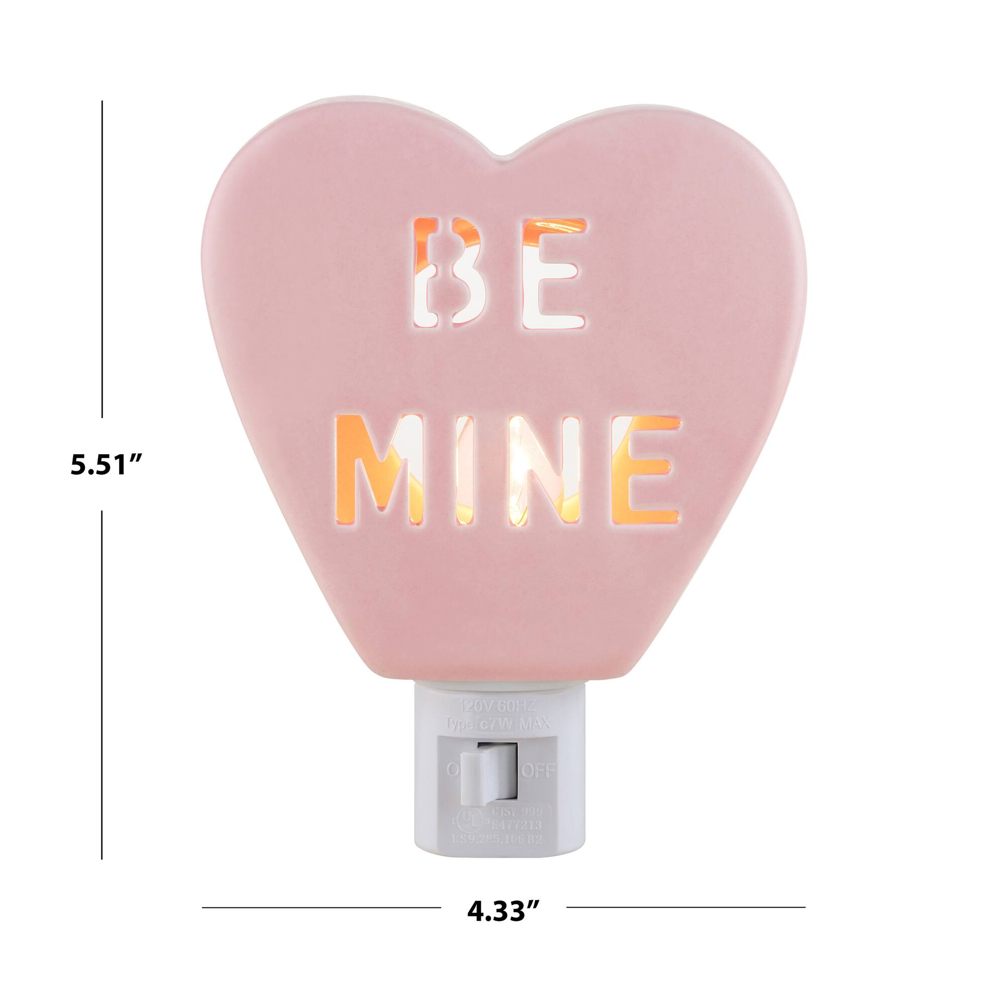 Miss Valentine Pink Ceramic Candy Heart Be Mine Nightlight